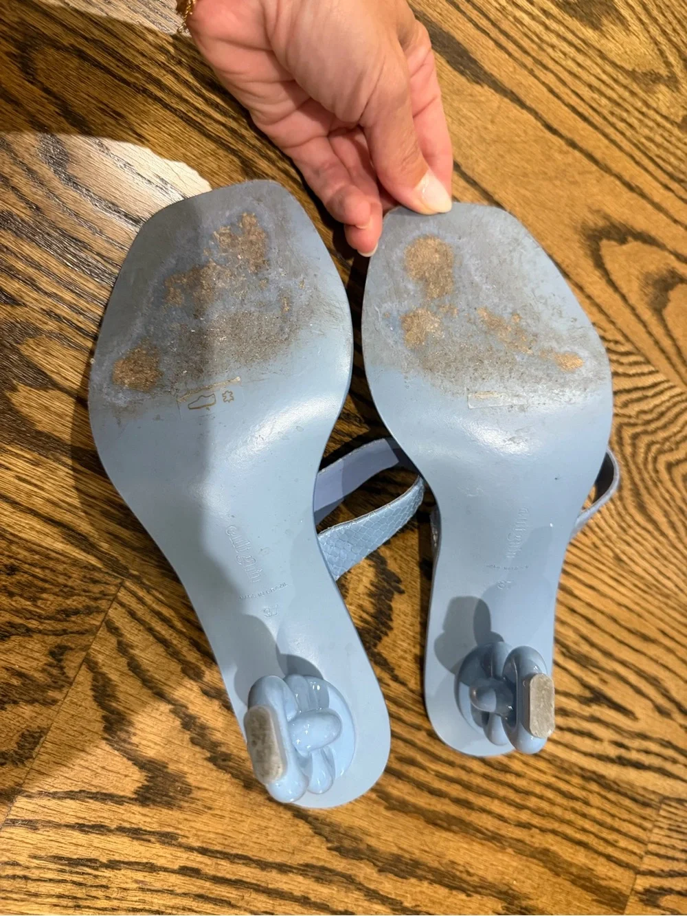 cult gaia Powder Blue Chain-Link Sculpted-Heel Sandals